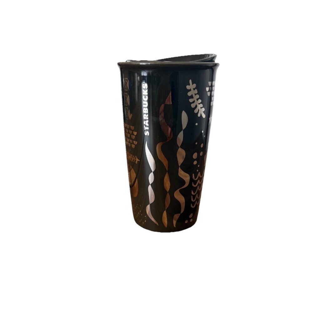 Starbucks Black Silver Mermaid Siren Mug Cup Coffee Travel Collectible 12oz 2017